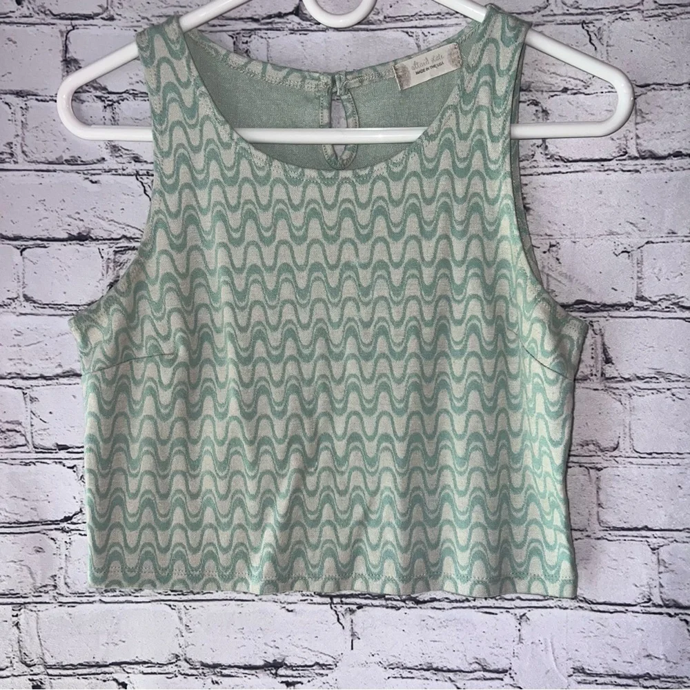 Altar’d State Sleeveless‎ Crop Top Light Green and Tan Size Large